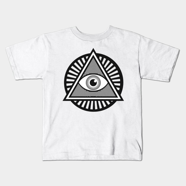 All-Seeing Illuminati Eye Symbol Kids T-Shirt by DankFutura